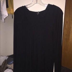 Black hooded v-neck sweater